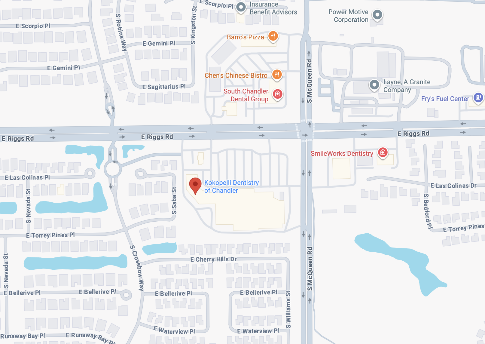 Kokopelli Dentistry of Chandler location map