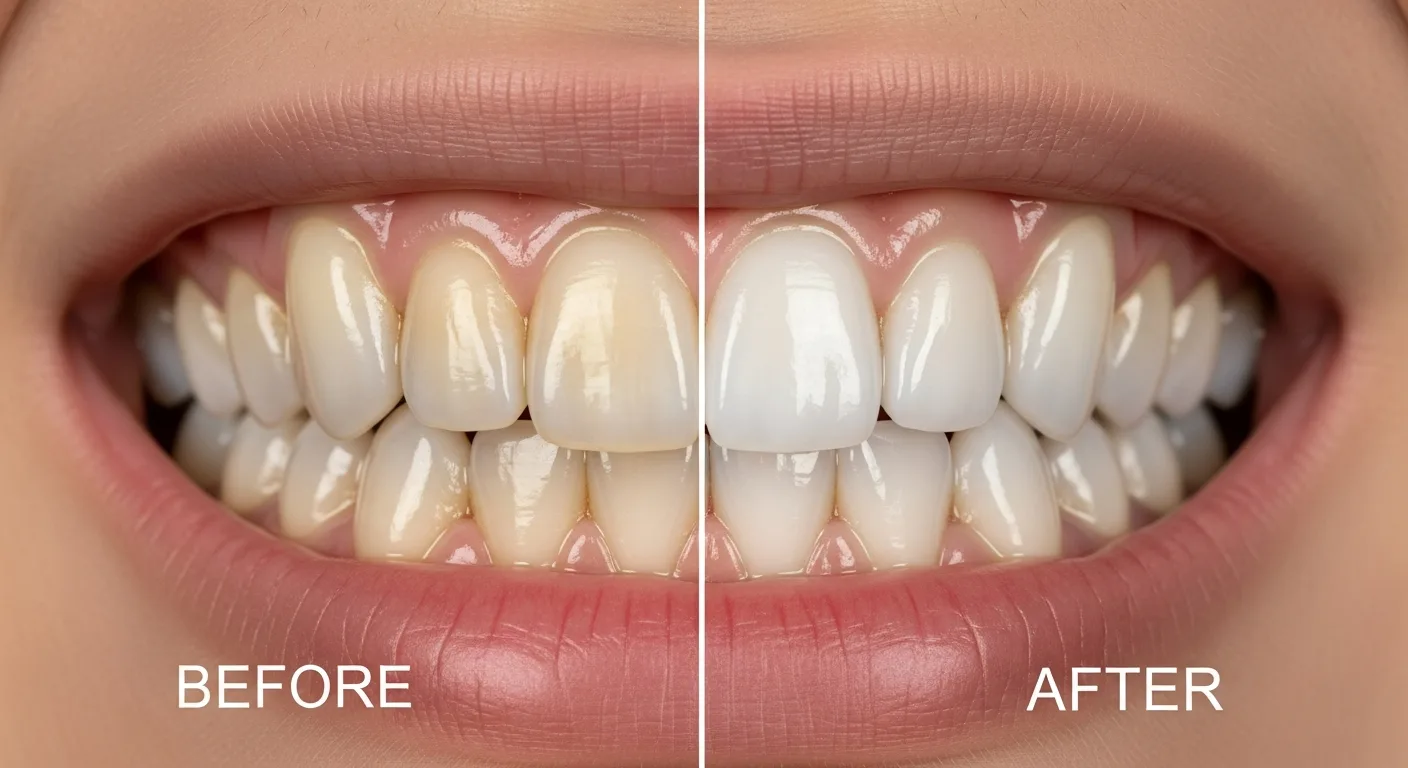 Before and after teeth whitening comparison